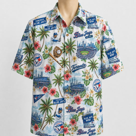 NYY Baseball Teams Scenic Pattern Button-Up Unisex Hawaiian Shirt For Men and Women