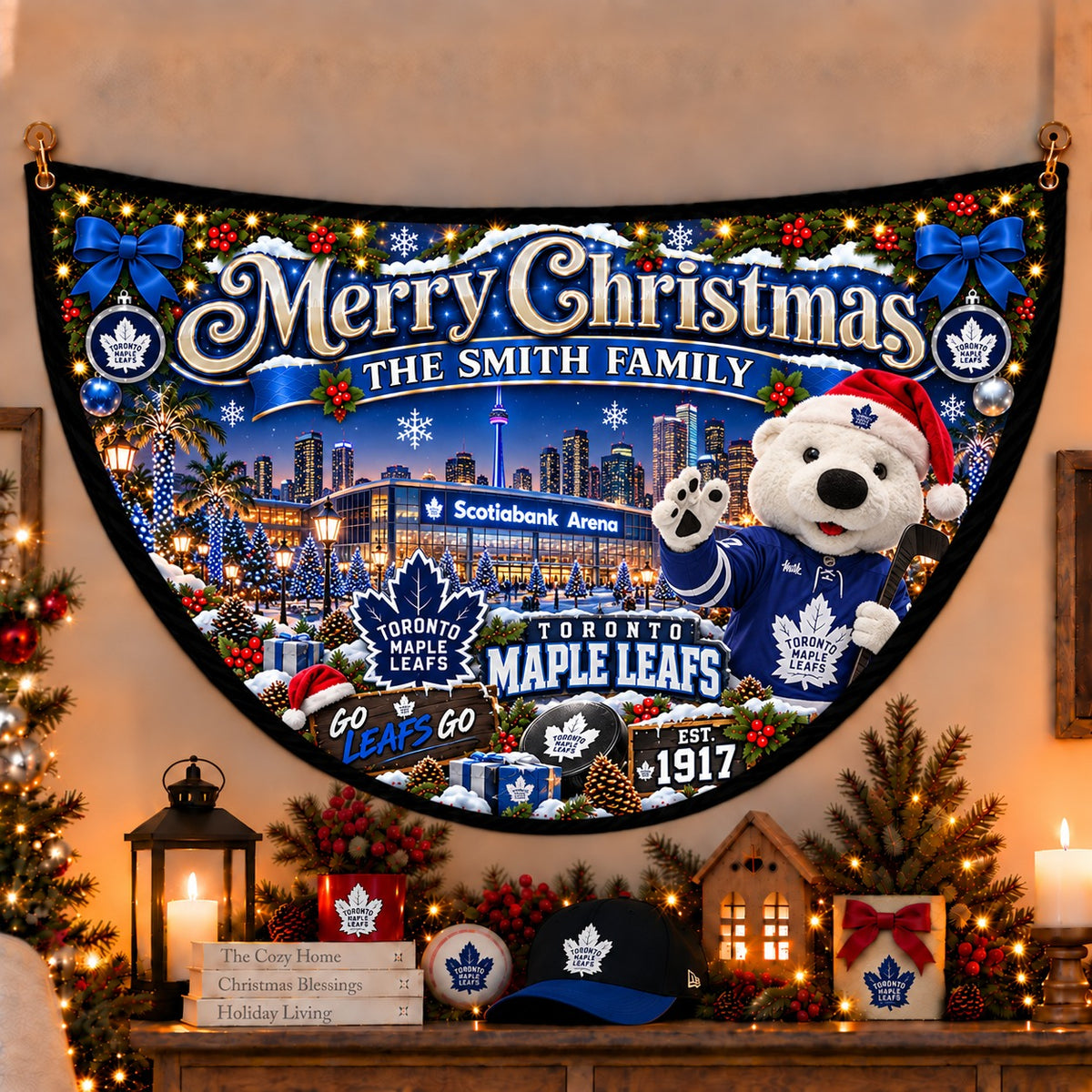 All Hockey Teams Personalized Christmas Night Bunting Flag - 5to9vibe