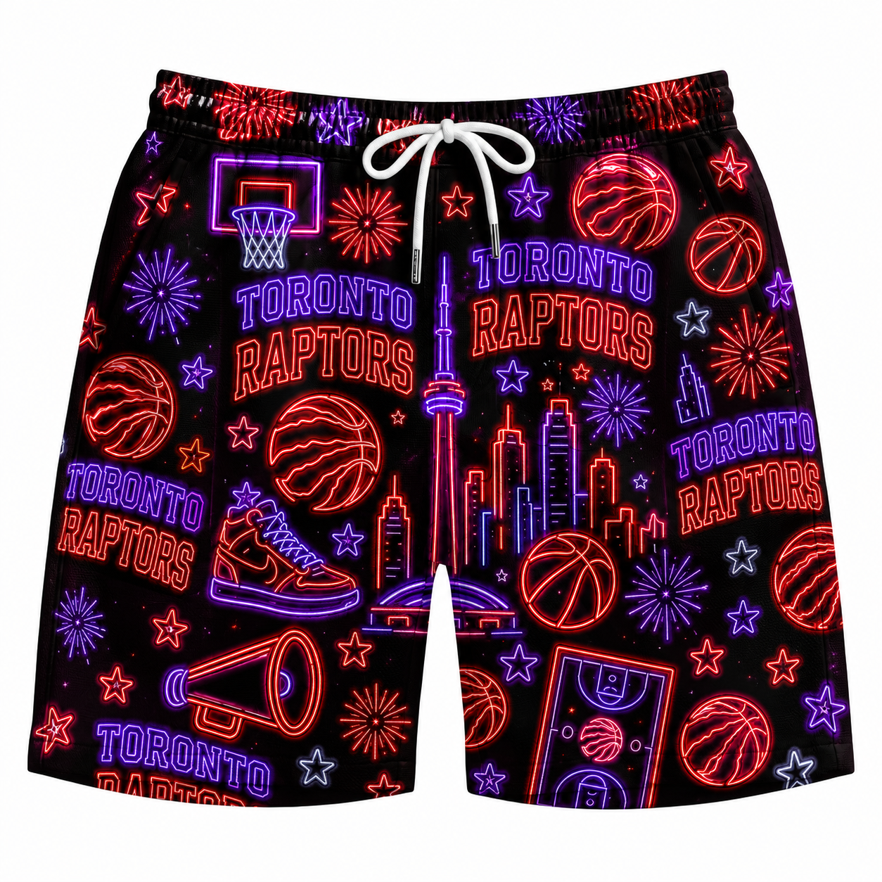 All Basketball Teams Neon Pattern Vibe Summer Party Button-Up Unisex Hawaiian Shirt For Men and Women