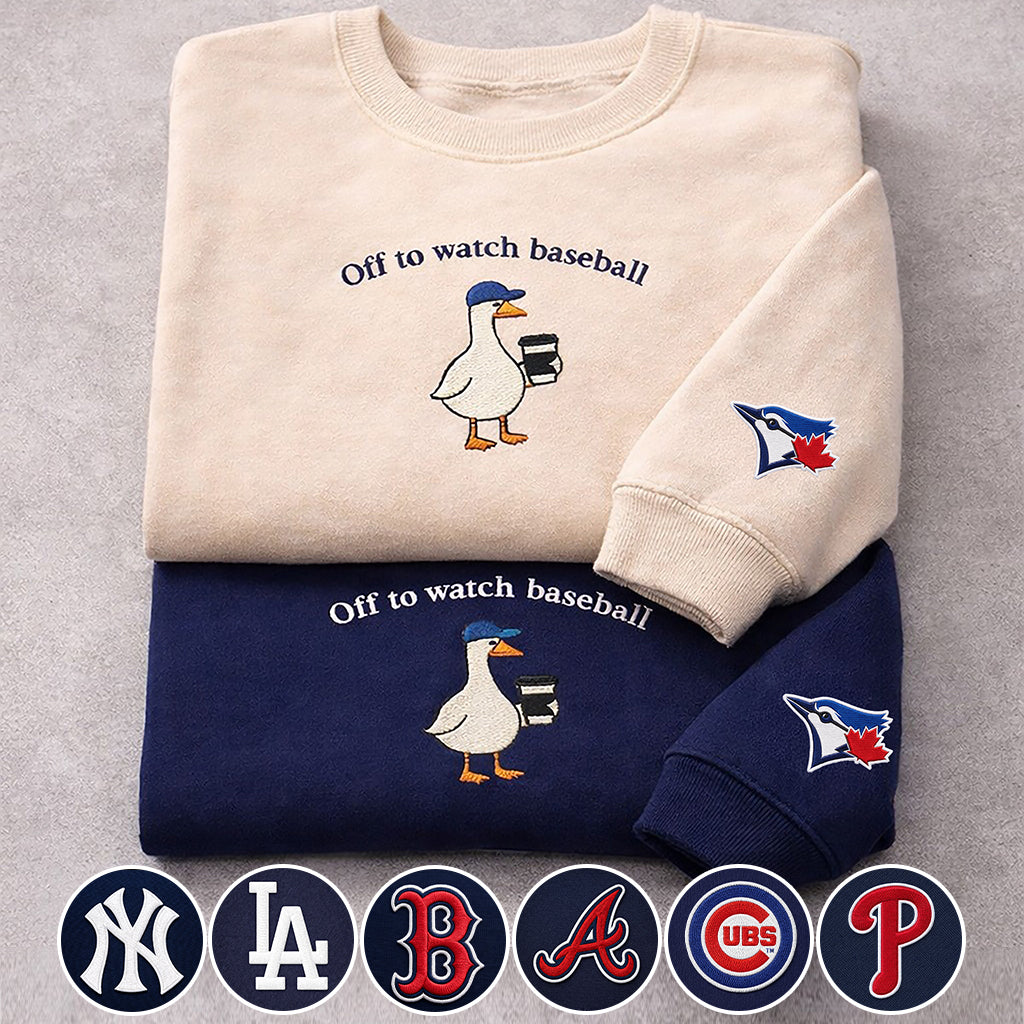 Off to watch Baseball Embroidered Logo Premium Quarter Zip Sweatshirt, Unisex Football Sweatshirt
