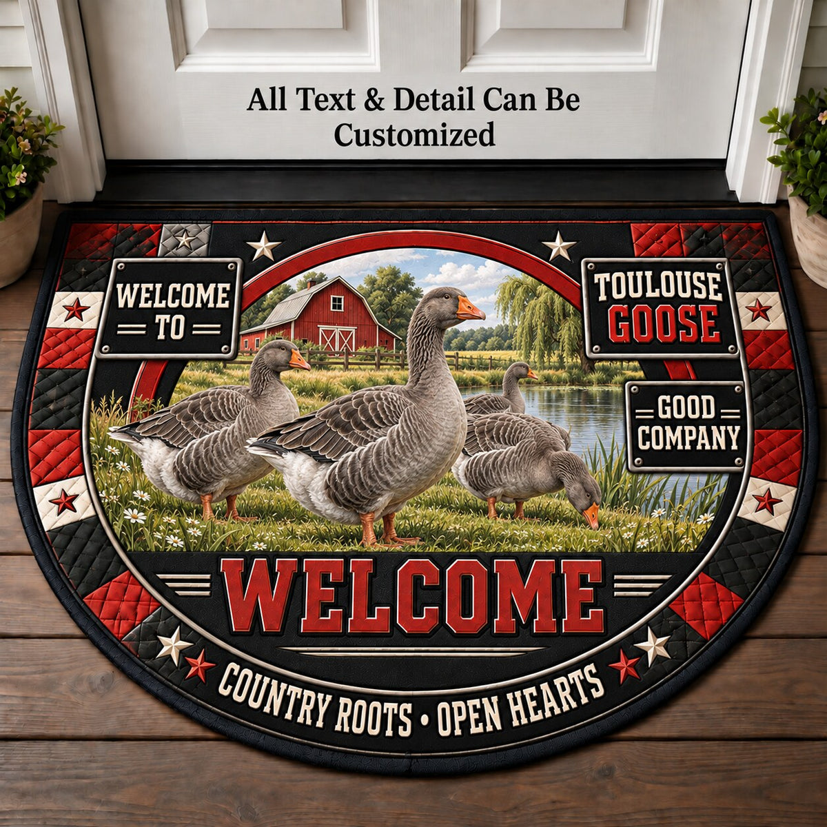 Toulouse Goose Personalized Half Round Mat | 5To9Vibe