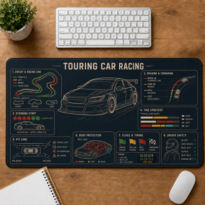 Touring Car Racing Sports Visual Guide Desk Mat | 5To9Vibe