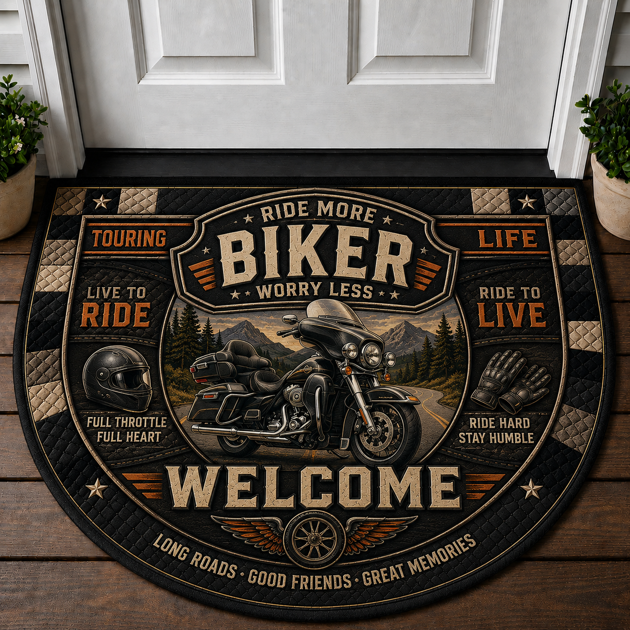 Motorcycle Garage Welcome Mat - Custom Built Biker Workshop Doormat - 5to9vibe