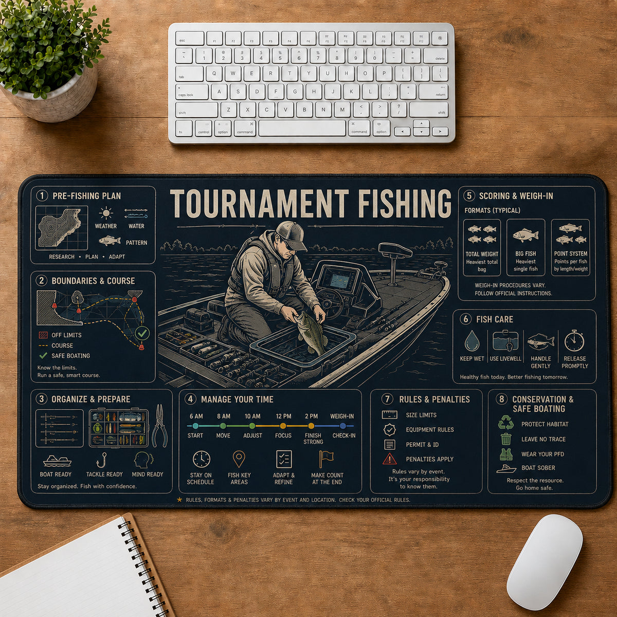 Tournament Fishing Sports Visual Guide Desk Mat | 5To9Vibe