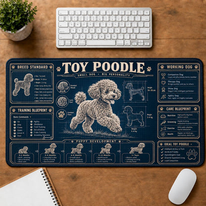 Toy Poodle Dog Breed Visual Guide Desk Mat | 5To9Vibe