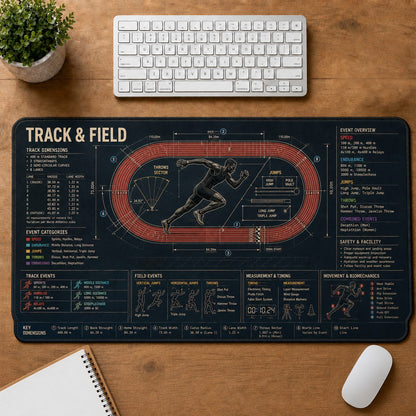 Track & Field Sports Visual Guide Desk Mat | 5To9Vibe