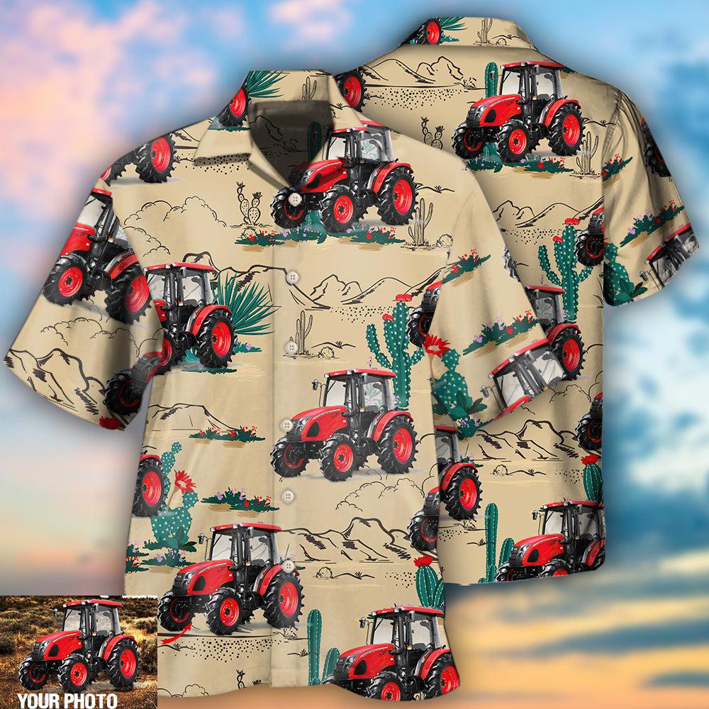 Tractor On The Desert Basic Style Custom Photo - Hawaiian Shirt 