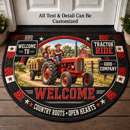 Tractor Ride Personalized Half Round Mat | 5To9Vibe