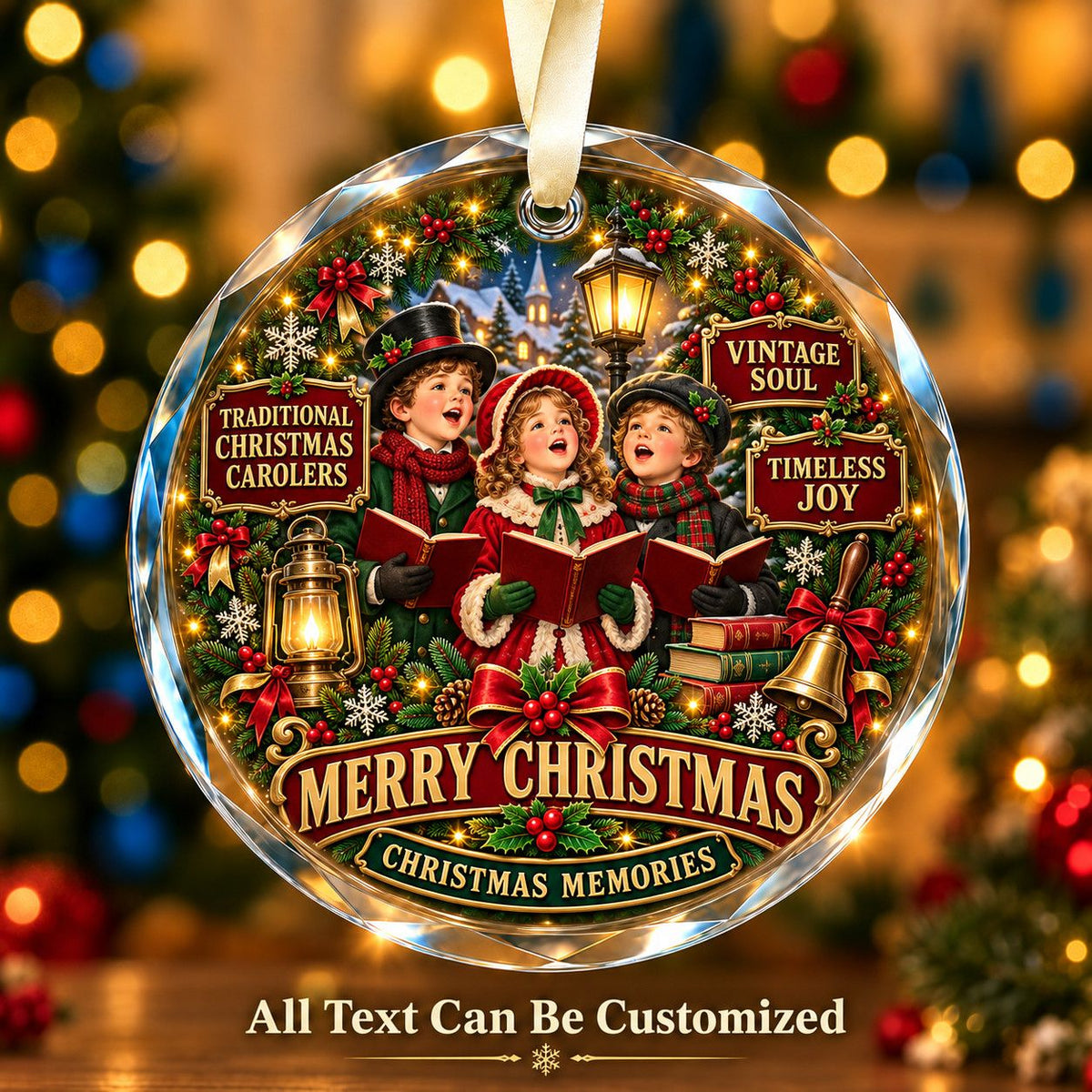 Traditional Christmas Carolers Personalized Glass Ornament | 5To9Vibe