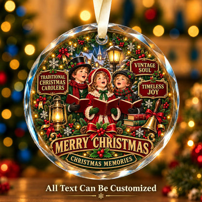 Traditional Christmas Carolers Personalized Glass Ornament | 5To9Vibe