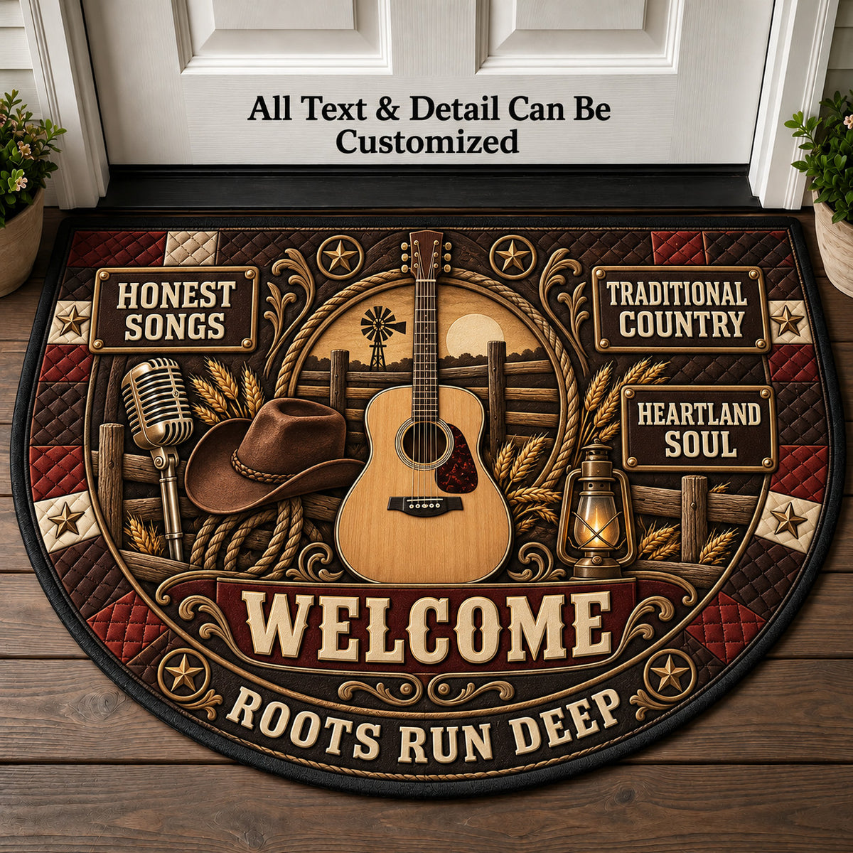 Traditional Country Personalized Half Round Mat | 5To9Vibe