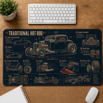 Traditional Hot Rod Hot Rod Technical Guide Desk Mat | 5To9Vibe