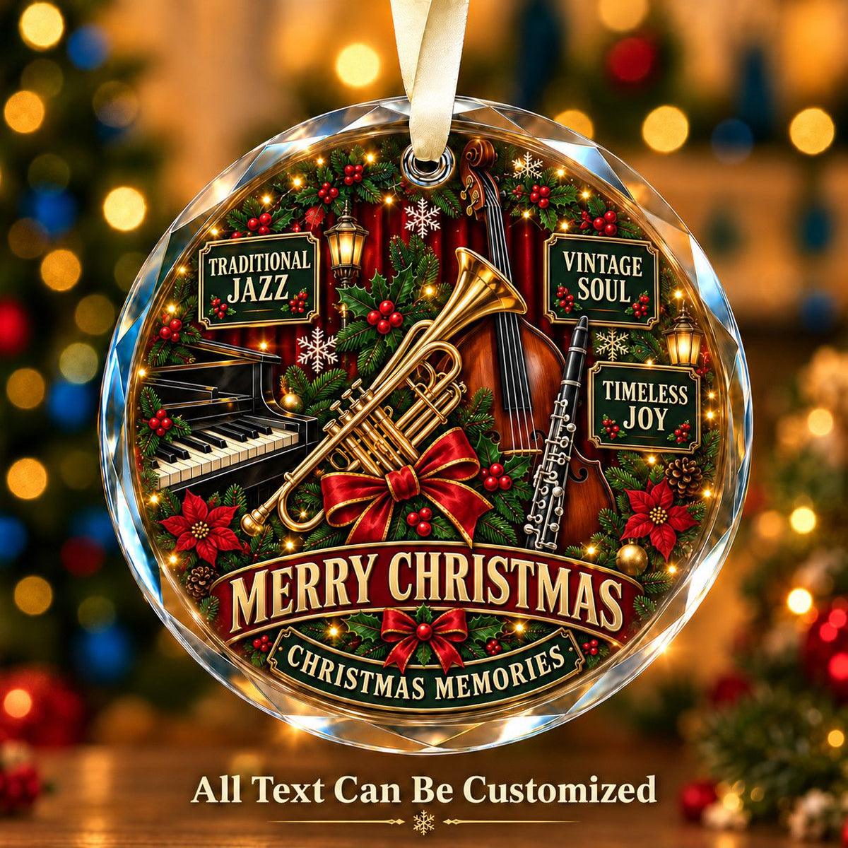 Traditional Jazz Personalized Glass Ornament | 5To9Vibe