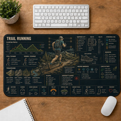 Trail Running Sports Visual Guide Desk Mat | 5To9Vibe