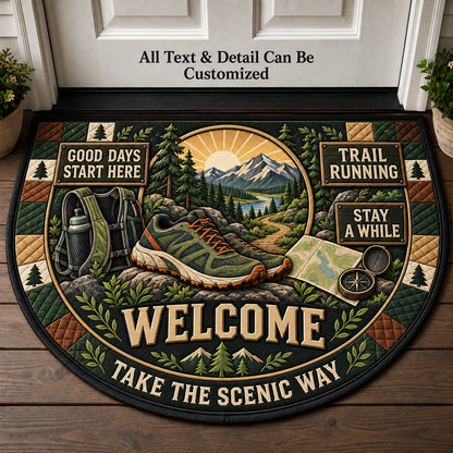 Trail Running Personalized Half Round Mat | 5To9Vibe