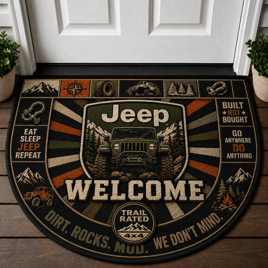 Jeep Trail Rated Welcome Mat - 4x4 Off Road Mud Outdoor Doormat - 5to9vibe