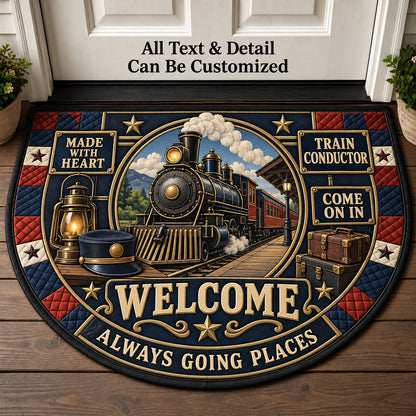 Train Conductor Personalized Half Round Mat | 5To9Vibe