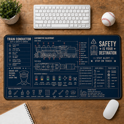 Flight Attendant Blueprint Large Desk Mat - Aircraft Cabin & Aviation Alphabet Plus Size Mouse Pad - 5to9vibe