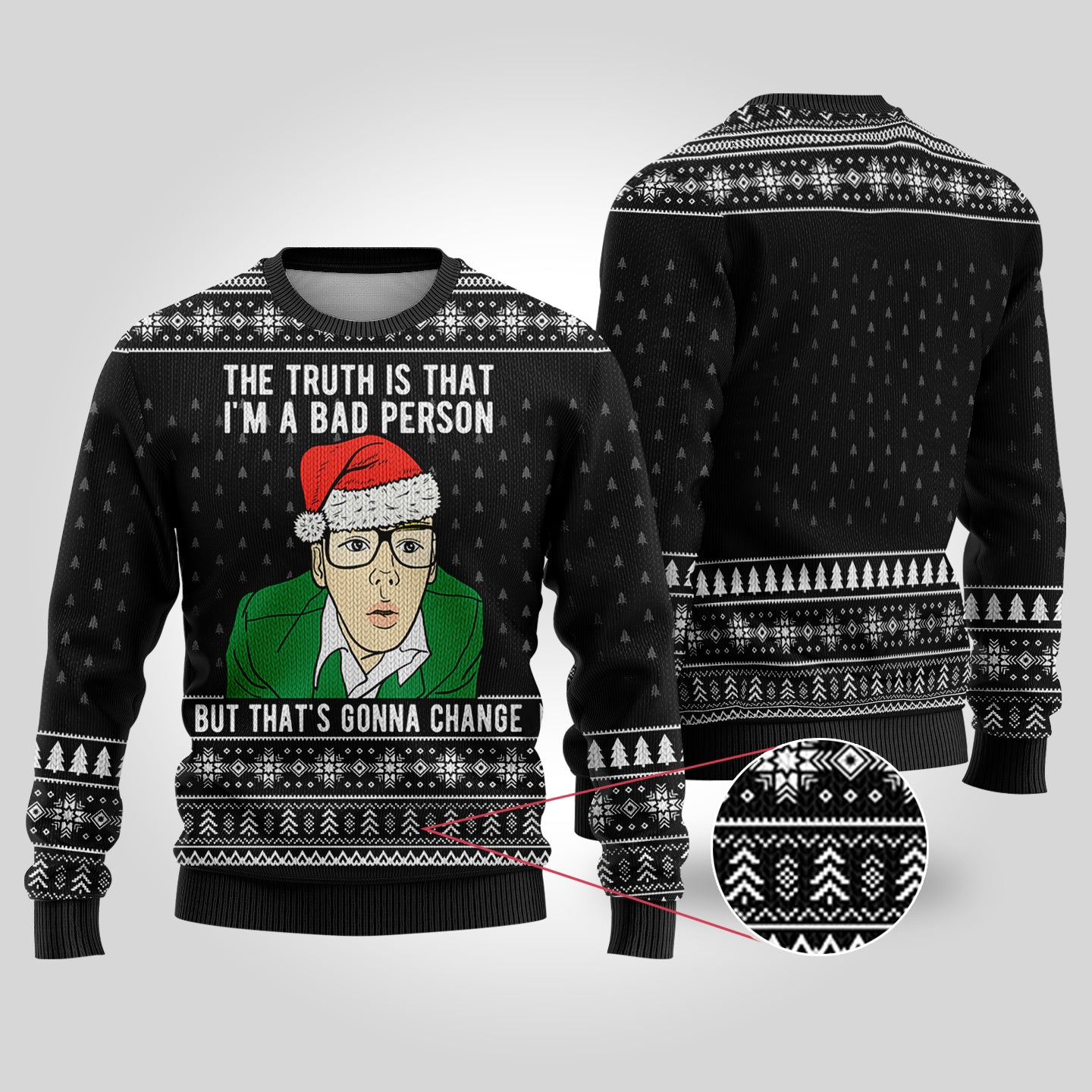 Trainspotting Ugly Christmas Sweater Black