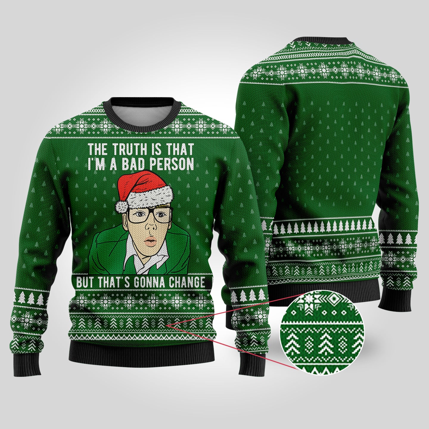 Trainspotting Ugly Christmas Sweater Forest Green