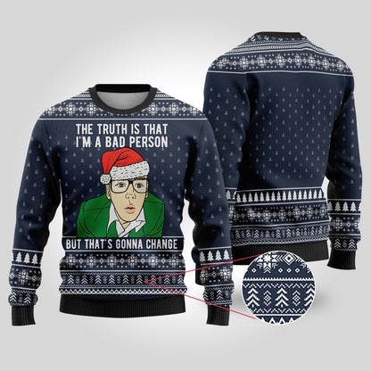 Trainspotting Ugly Christmas Sweater Navy