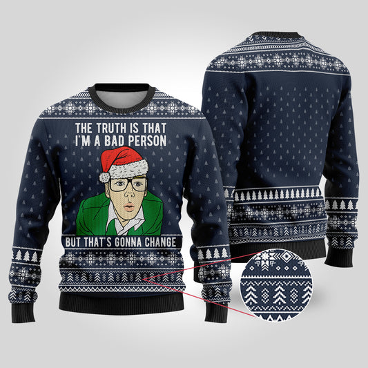 Trainspotting Ugly Christmas Sweater Navy