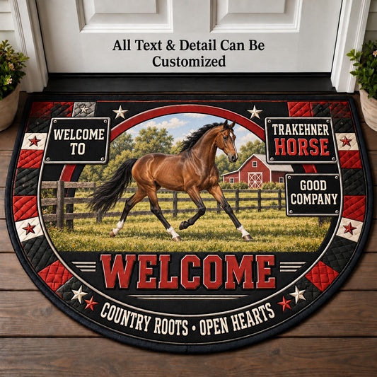 Trakehner Horse Personalized Half Round Mat | 5To9Vibe