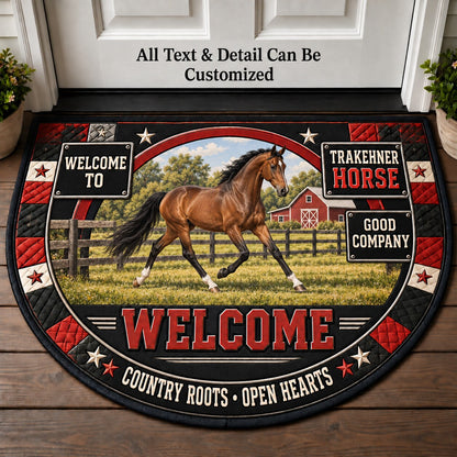 Trakehner Horse Personalized Half Round Mat | 5To9Vibe
