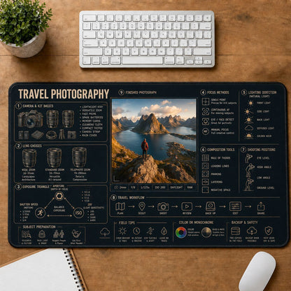 Travel Photography Creative Reference Guide Desk Mat | 5To9Vibe