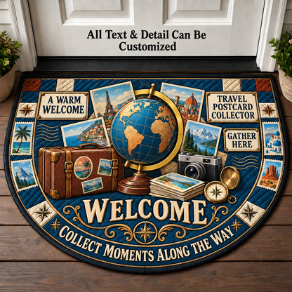 Travel Postcard Collector Personalized Half Round Mat | 5To9Vibe