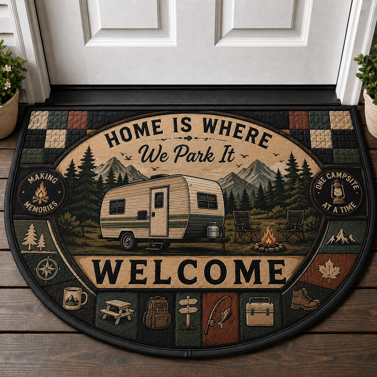 Camp Host Welcome Doormat - RV Camper & Campfire Outdoor Welcome Mat - 5to9vibe
