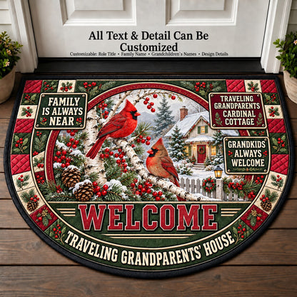 Traveling Grandparents' Cardinal Cottage Personalized Half Round Mat | 5To9Vibe
