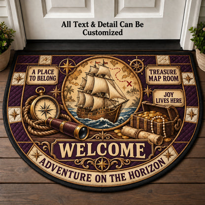 Treasure Map Room Personalized Half Round Mat | 5To9Vibe