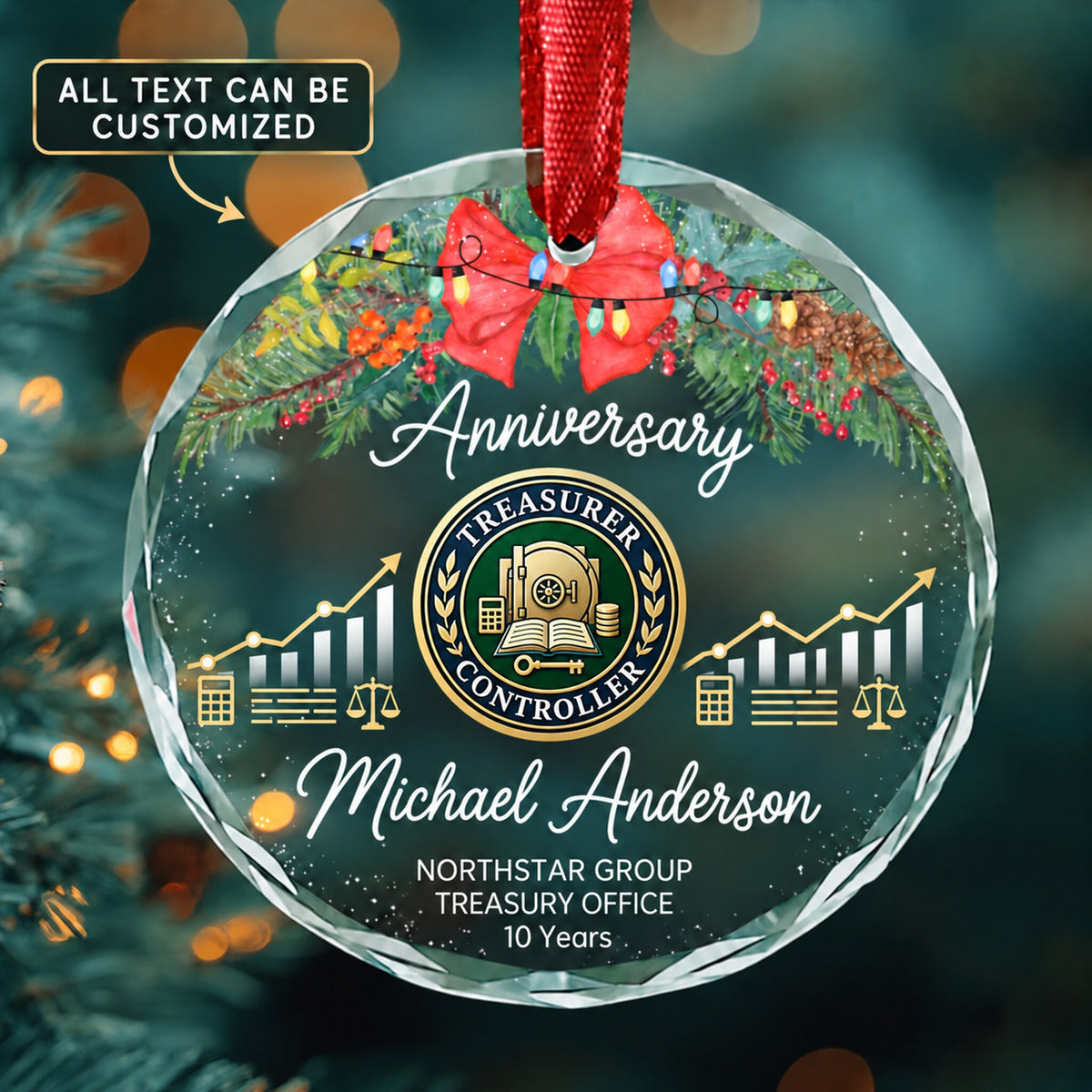 Treasurers and Controllers Personalized Glass Ornament | 5To9Vibe