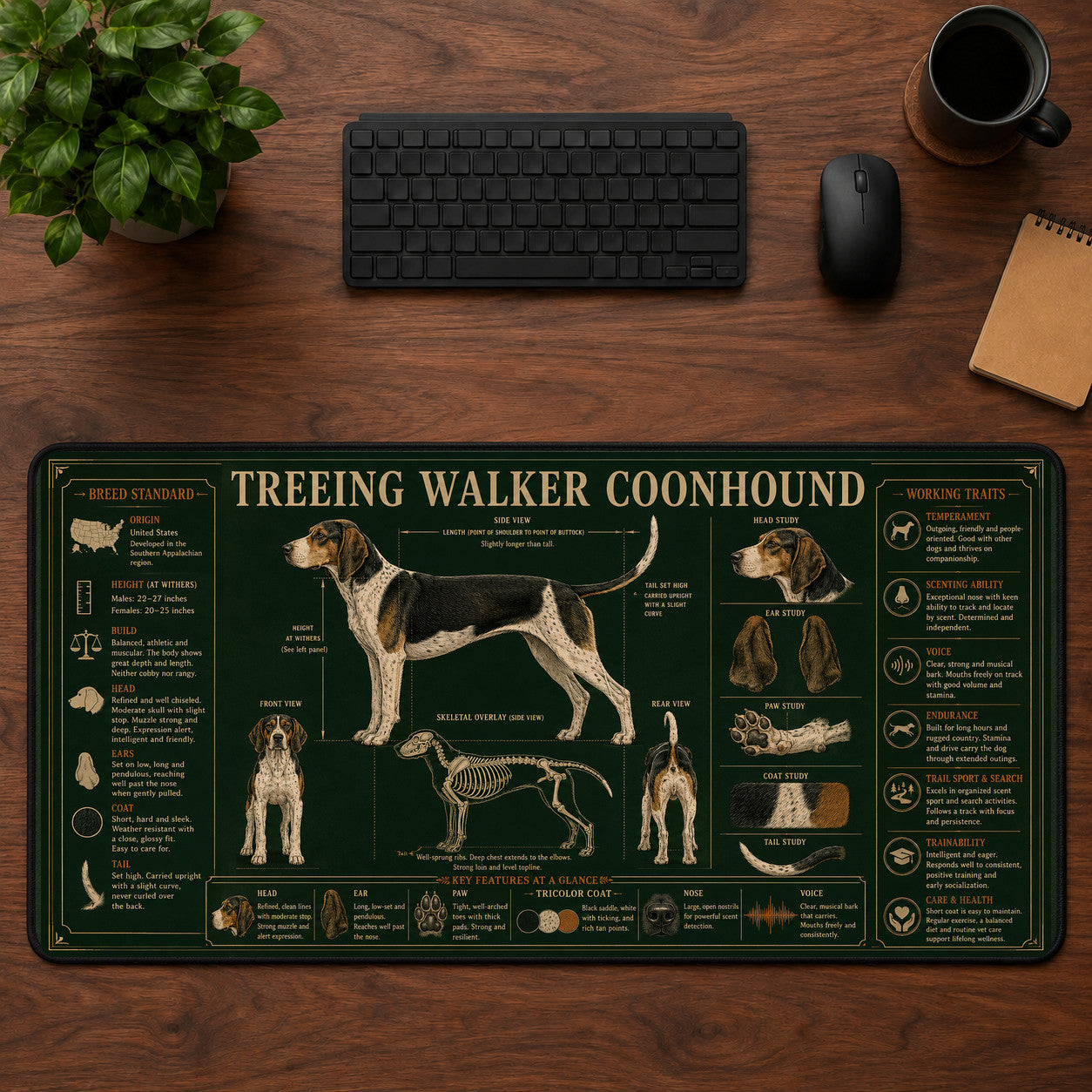 Treeing Walker Coonhound Desk Mat Mouse Pad | 5To9Vibe