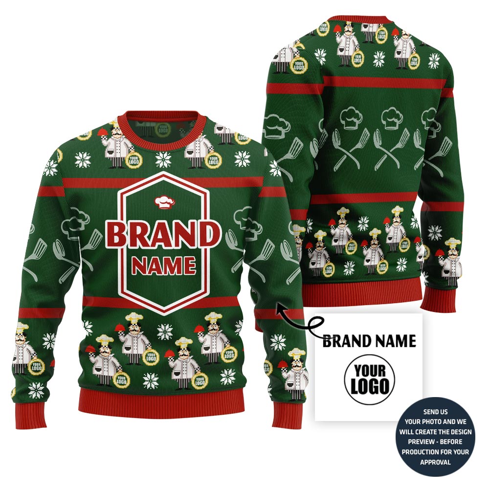 Trending Restaurant Custom Logo Ugly Christmas Sweater