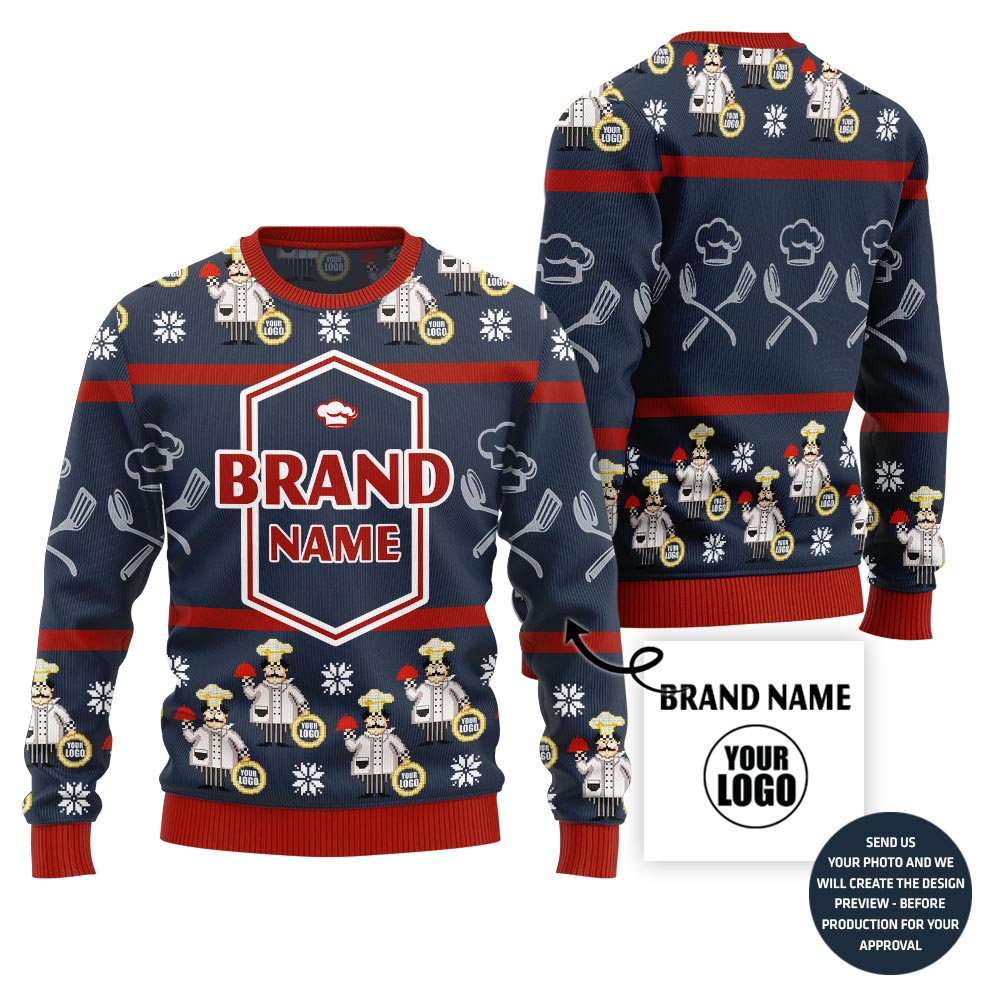 Trending Restaurant Custom Logo Ugly Christmas Sweater