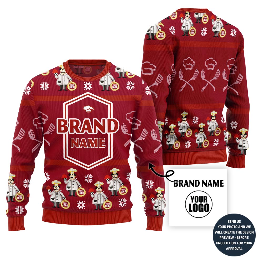 Trending Restaurant Custom Logo Ugly Christmas Sweater