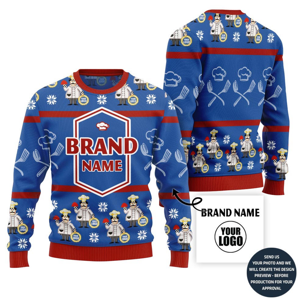 Trending Restaurant Custom Logo Ugly Christmas Sweater