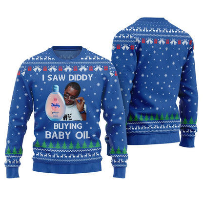 Trendy Diddy Buying Baby Oil Ugly Xmas Sweater For Women