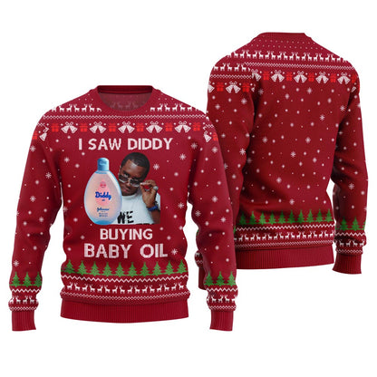 Trendy Diddy Buying Baby Oil Ugly Xmas Sweater For Women