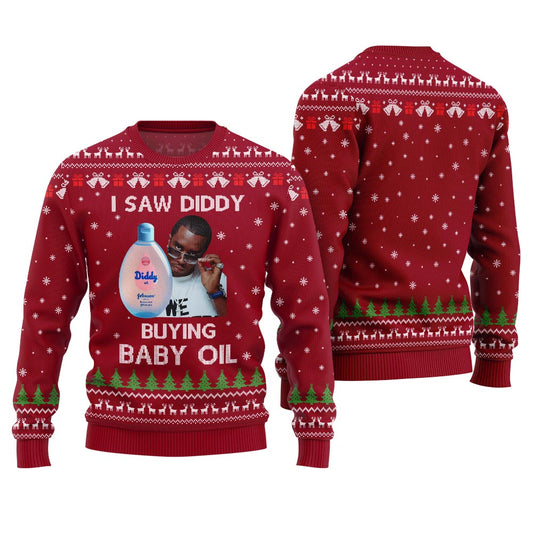 Trendy Diddy Buying Baby Oil Ugly Xmas Sweater For Women
