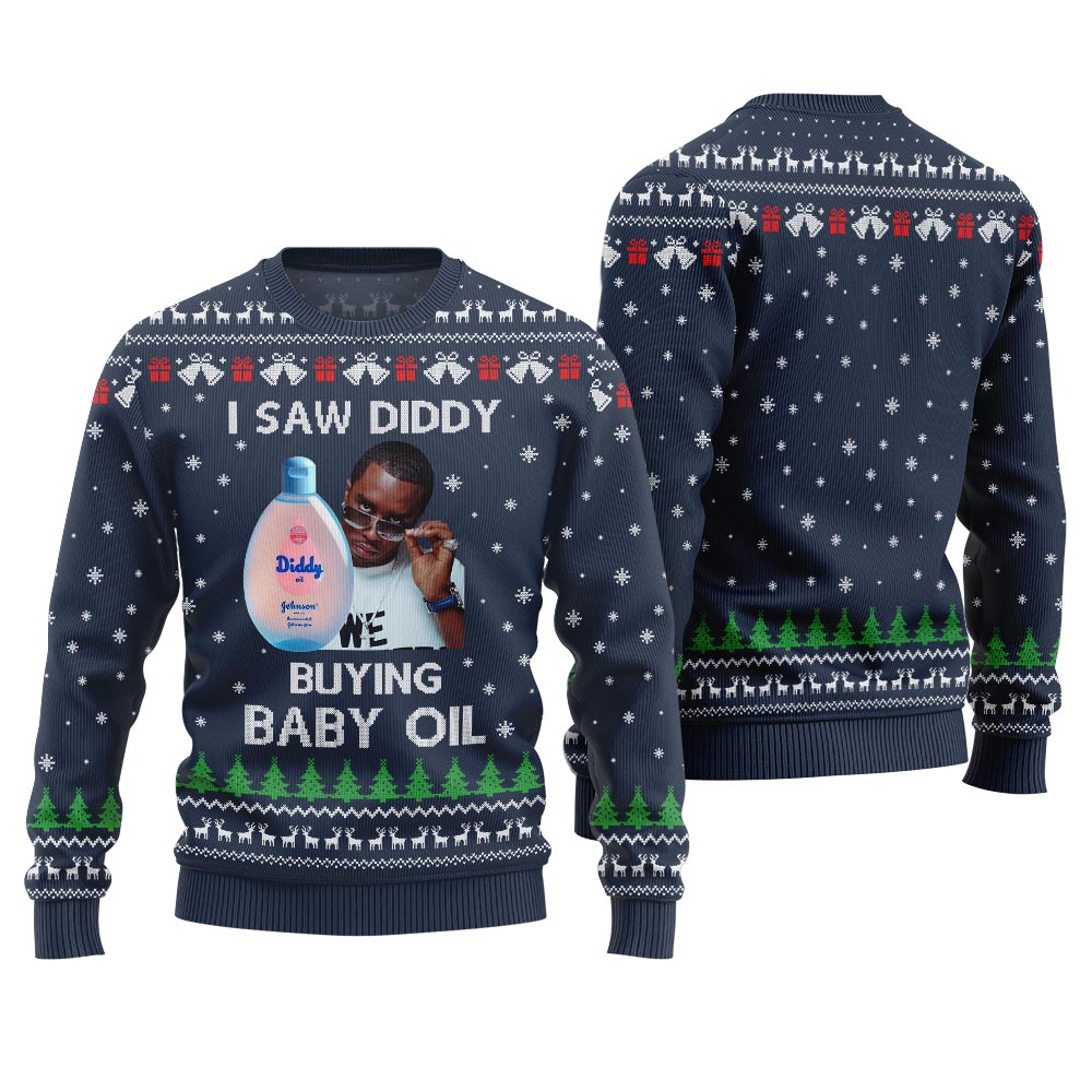 Trendy Diddy Buying Baby Oil Ugly Xmas Sweater For Women