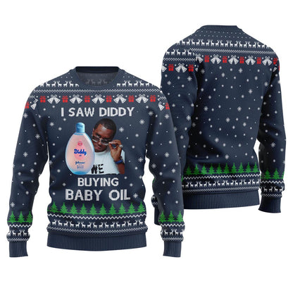 Trendy Diddy Buying Baby Oil Ugly Xmas Sweater For Women