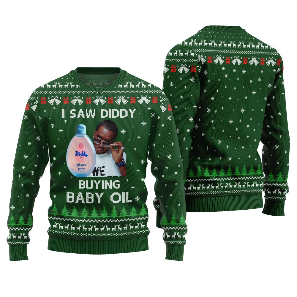 Trendy Diddy Buying Baby Oil Ugly Xmas Sweater For Women