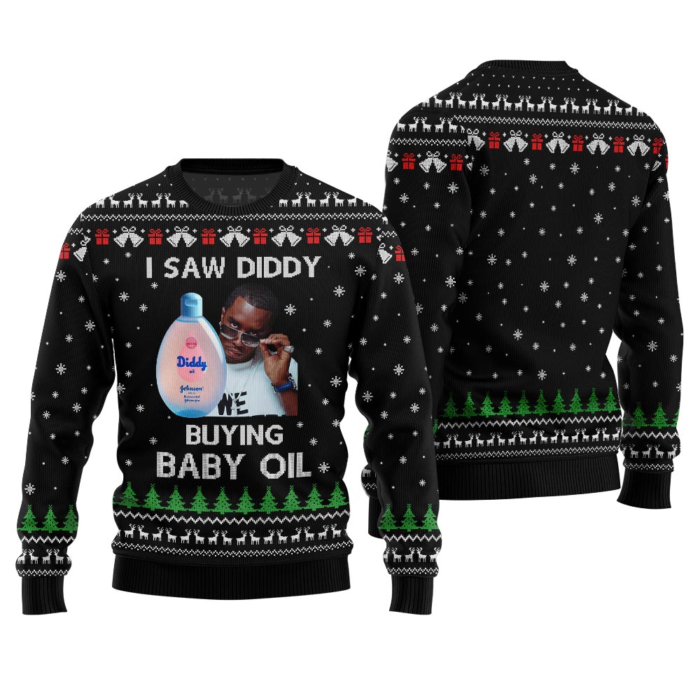 Trendy Diddy Buying Baby Oil Ugly Xmas Sweater For Women