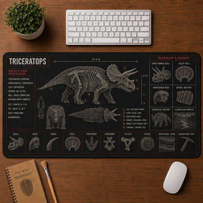 Triceratops Dinosaur Blueprint Desk Mat | 5To9Vibe