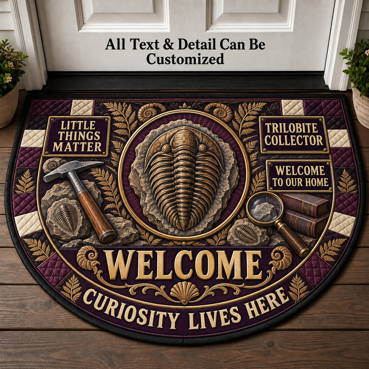 Trilobite Collector Personalized Half Round Mat | 5To9Vibe