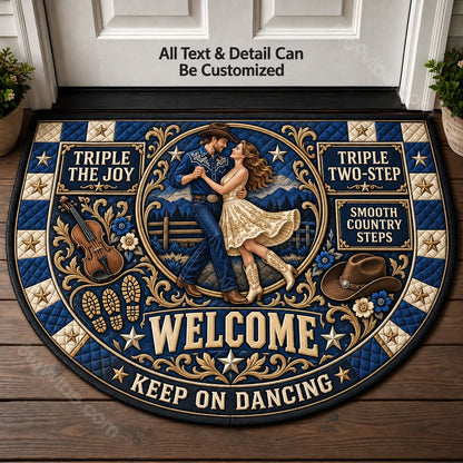 Triple Two Step Personalized Half Round Mat | 5To9Vibe