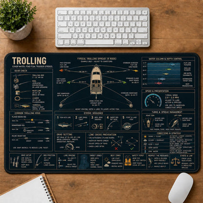 Trolling Fishing Fishing Field Guide Desk Mat | 5To9Vibe